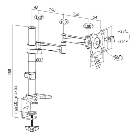 LogiLink Monitorhalterung, 13-27", Aluminium, Armlänge: 396 mm