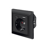 LogiLink Unterputz-Steckdose mit USB-A & USB-C Ladefunktion, 14 W, Schwarz