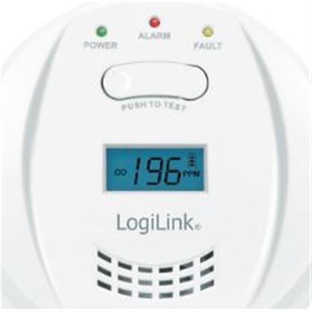 LogiLink Kohlenmonoxidmelder mit LCD Display und LED Signal 85dB EN50291