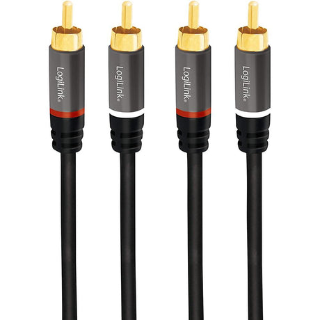 LogiLink Audio-Kabel 2x Cinch/male zu 2x Cinch/Stecker vergoldete Kontakte schwarz 5 m